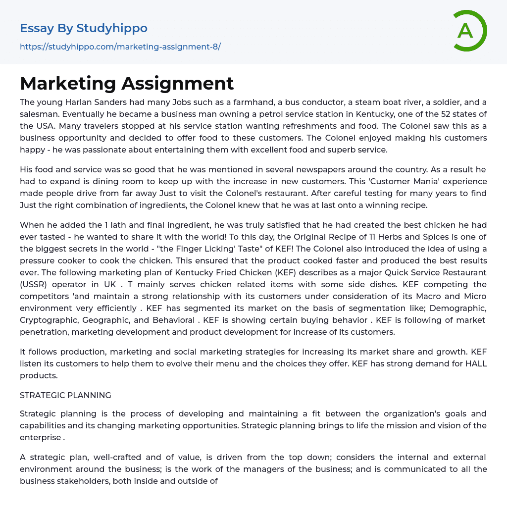 example of marketing assignment