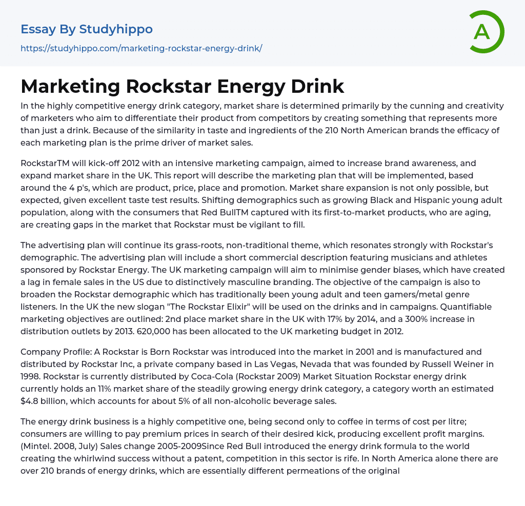 an essay on energy drink