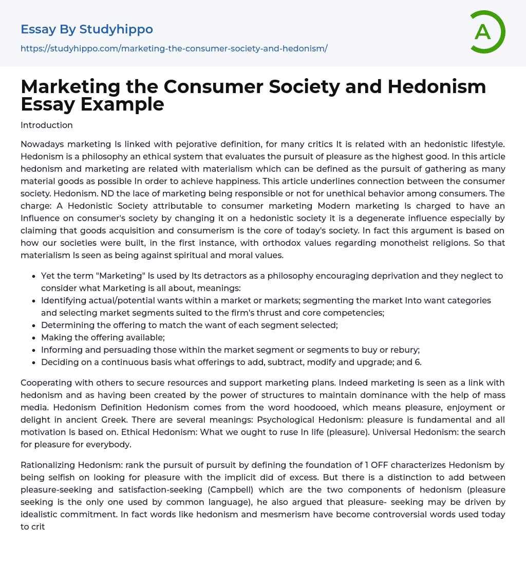 essay on consumer society