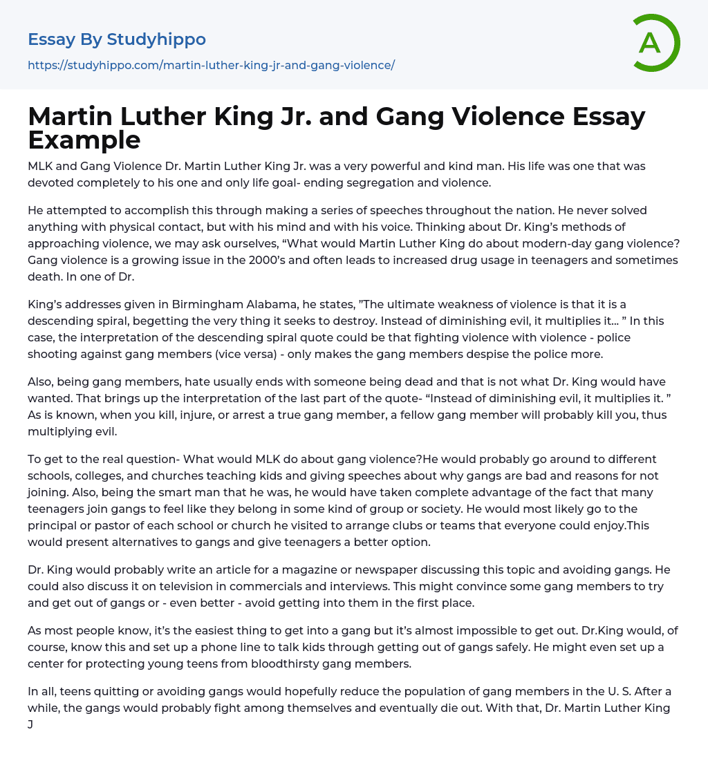 essay on gang violence