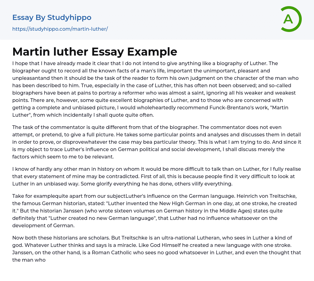luther essay requirements