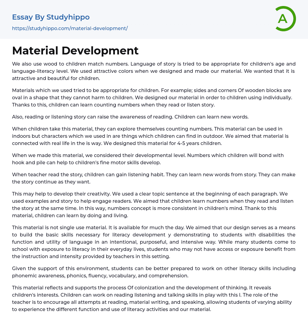 Material Development Essay Example