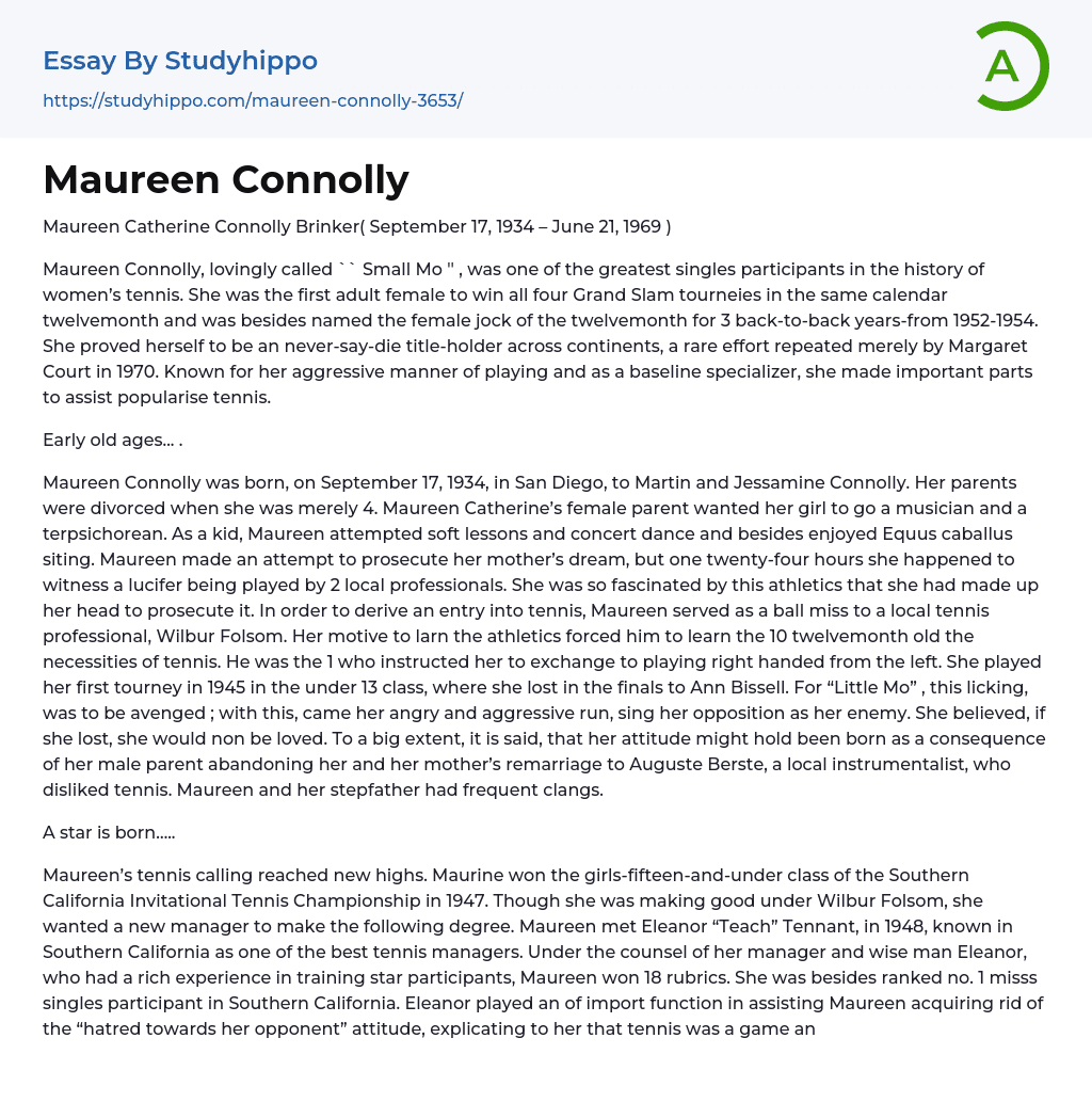 Maureen Connolly Essay Example