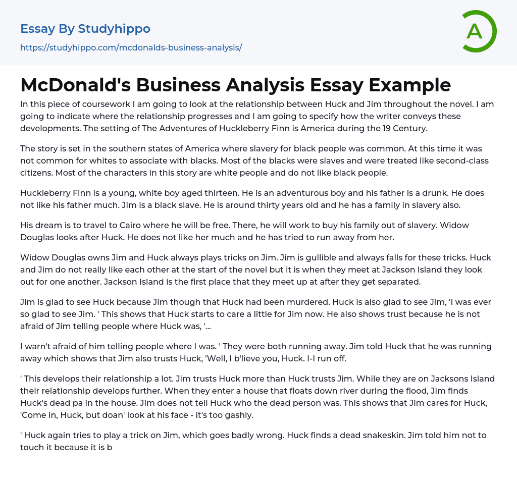 McDonald’s Business Analysis Essay Example