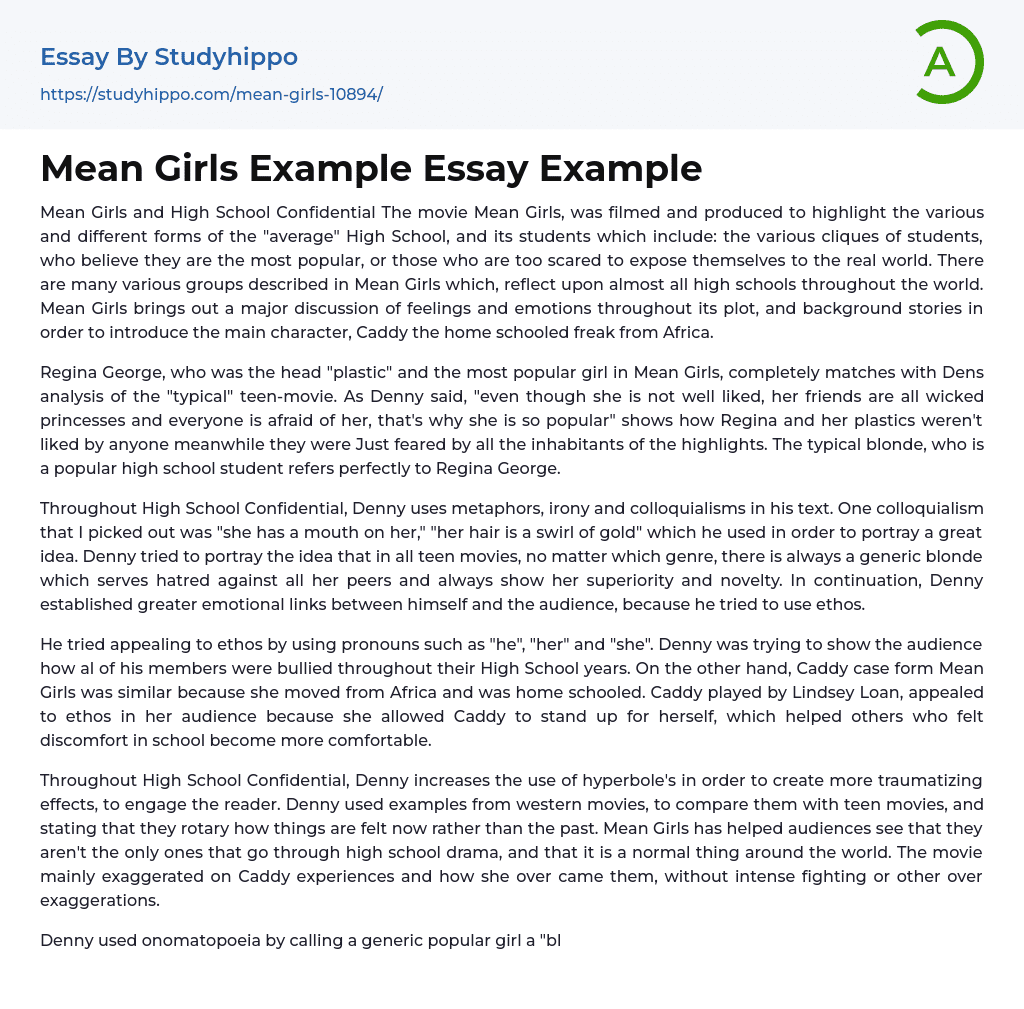 Mean Girls Example Essay Example