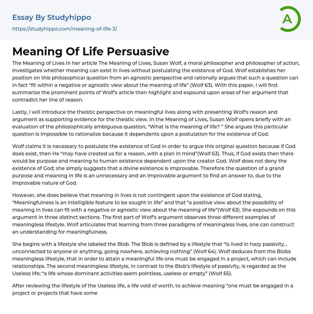 persuasive essay example about life brainly