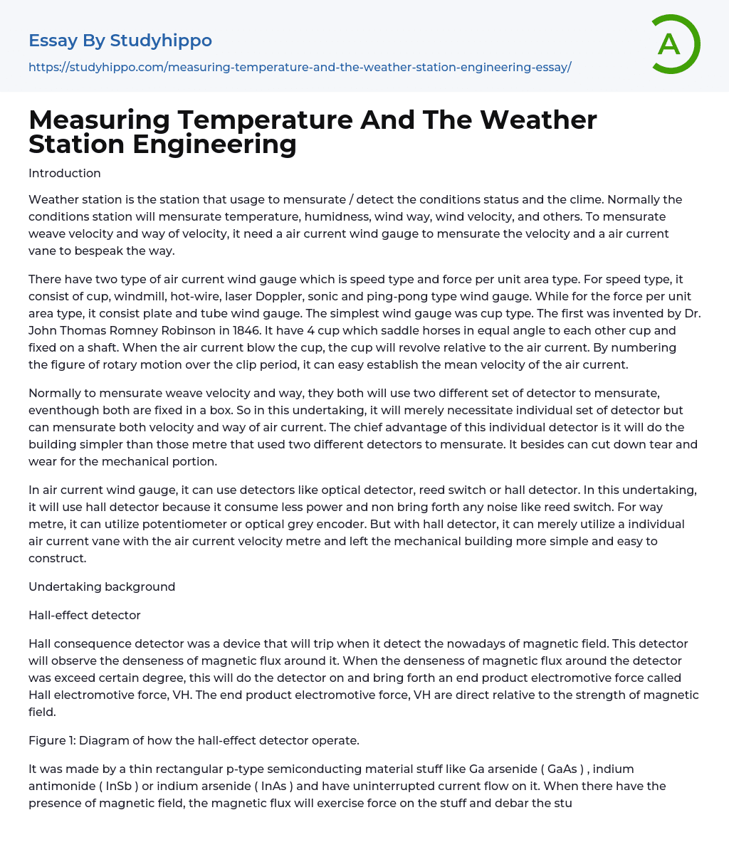 Measuring Temperature And The Weather Station Engineering Essay Example
