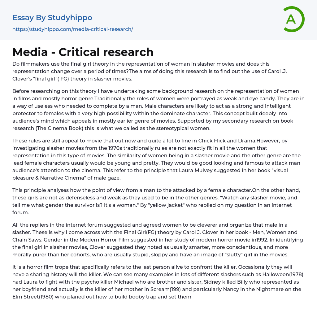 Media – Critical research Essay Example