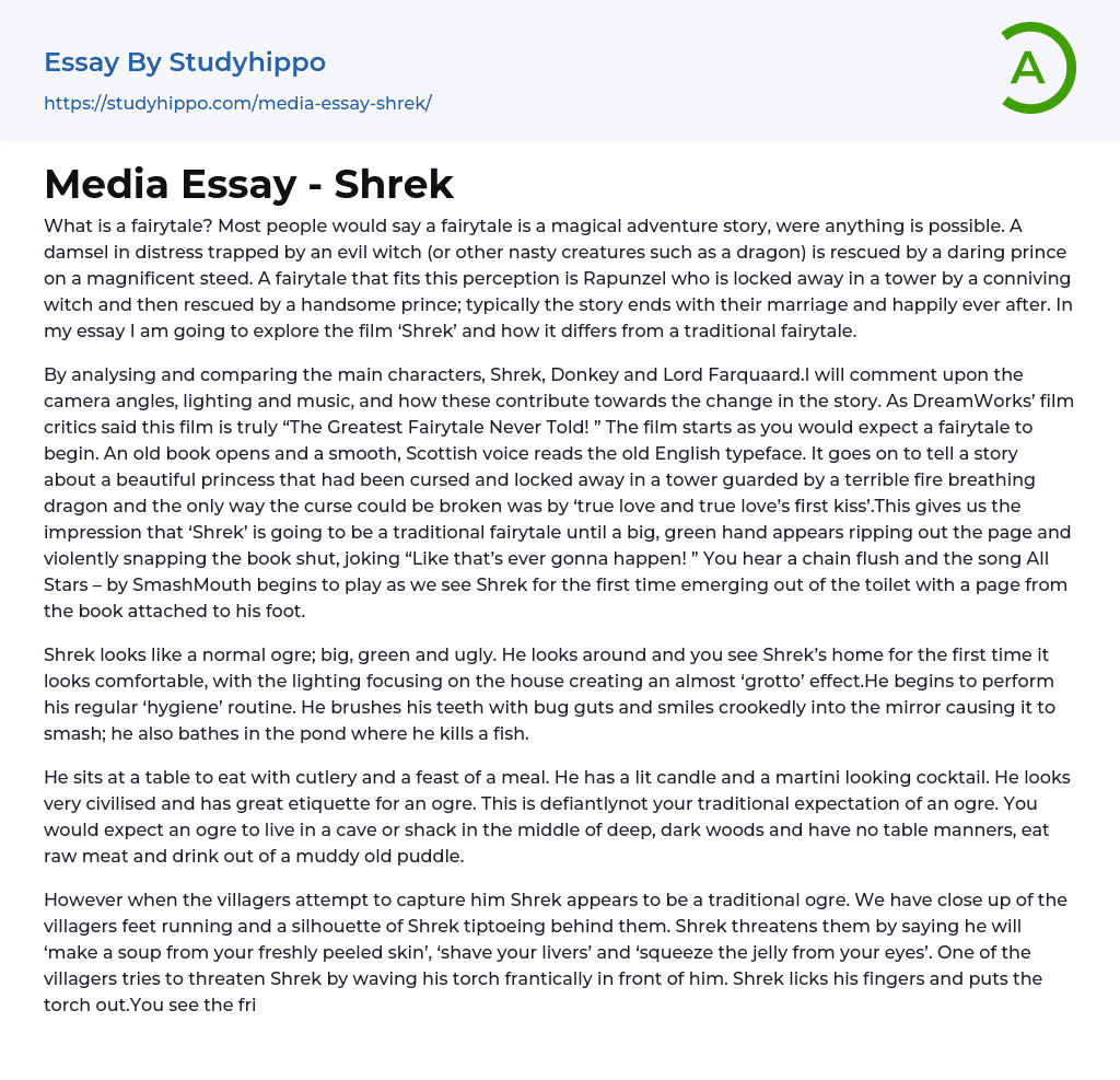 Media Essay – Shrek