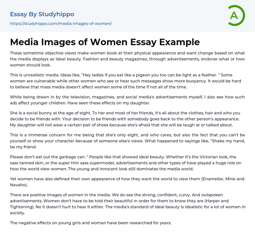 Media Images of Women Essay Example