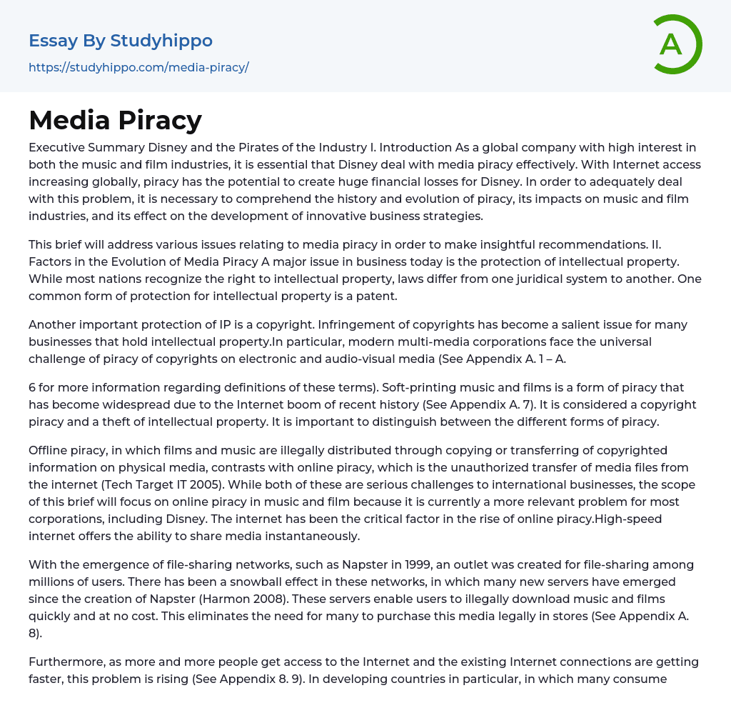 Media Piracy Essay Example