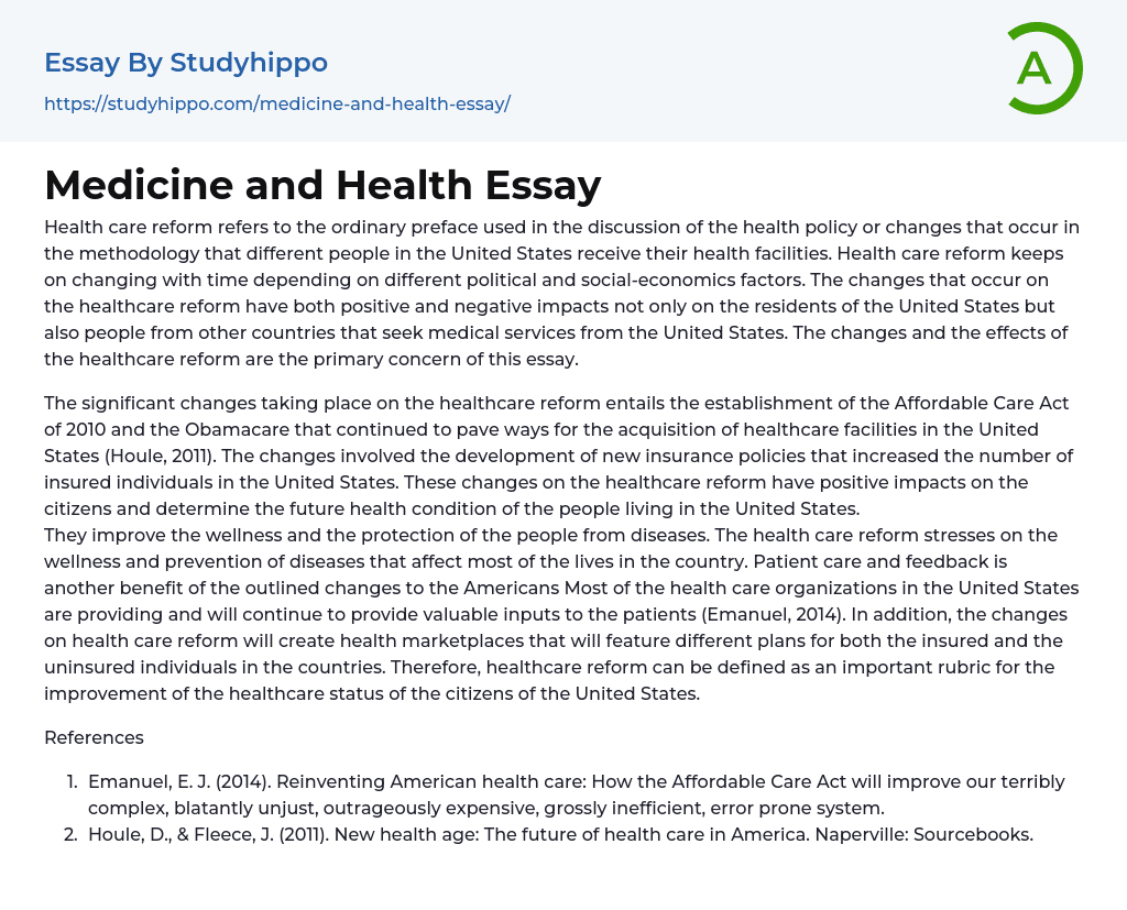 Medicine and Health Essay