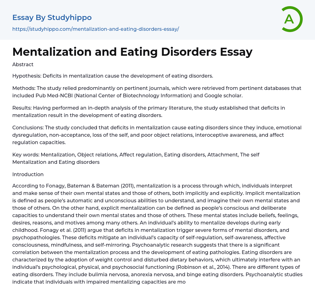 an essay on eating disorders