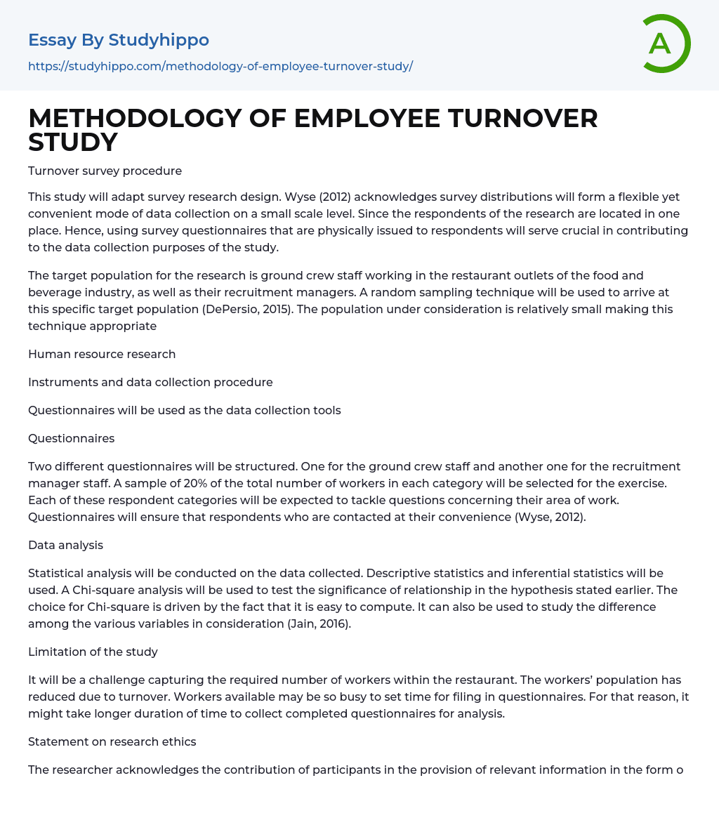 research objectives employee turnover