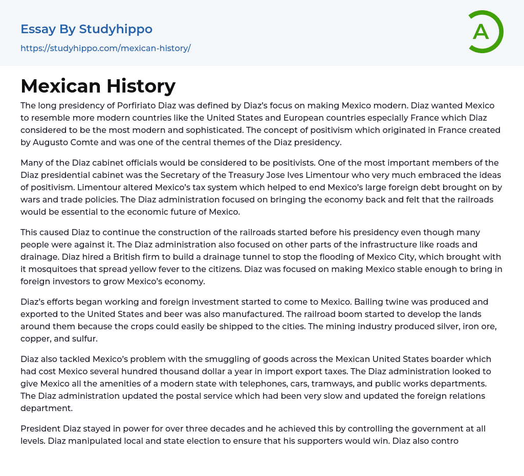 Mexican History Essay Example