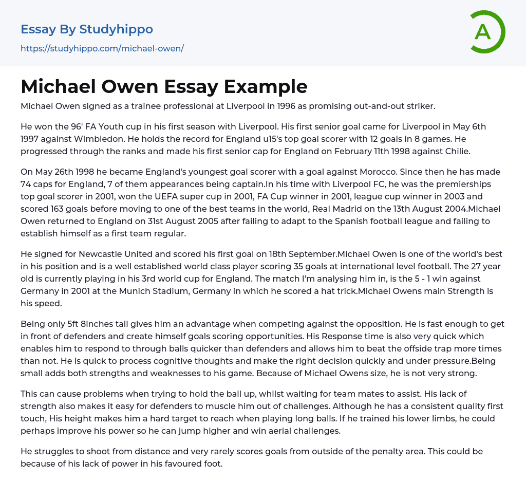 Michael Owen Essay Example