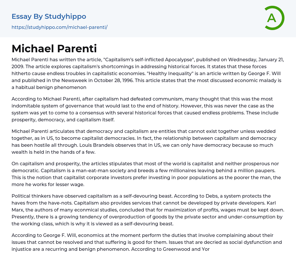Michael Parenti Essay Example