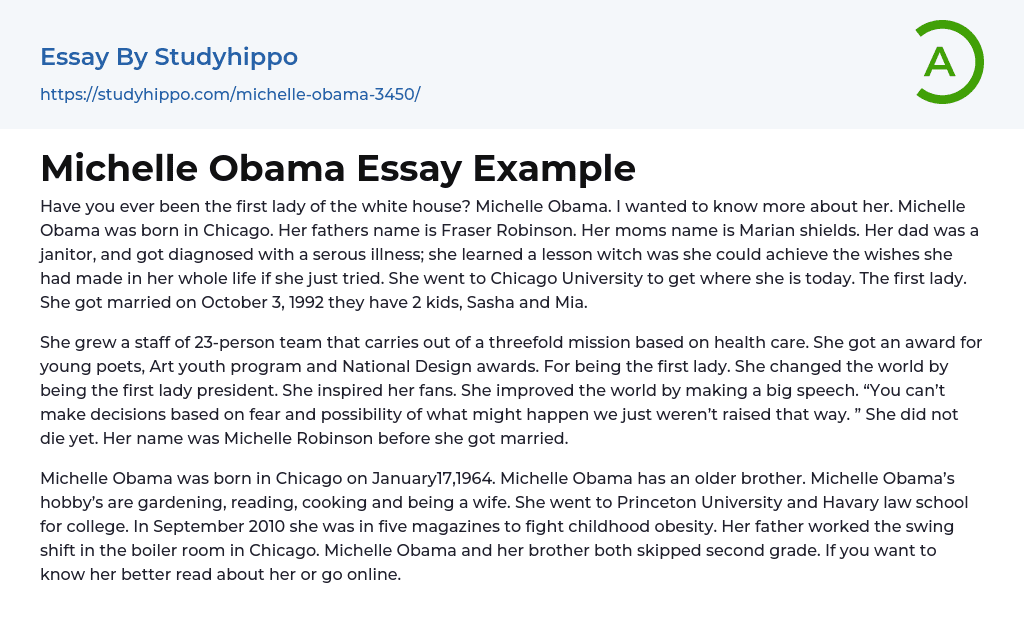 Michelle Obama Essay Example