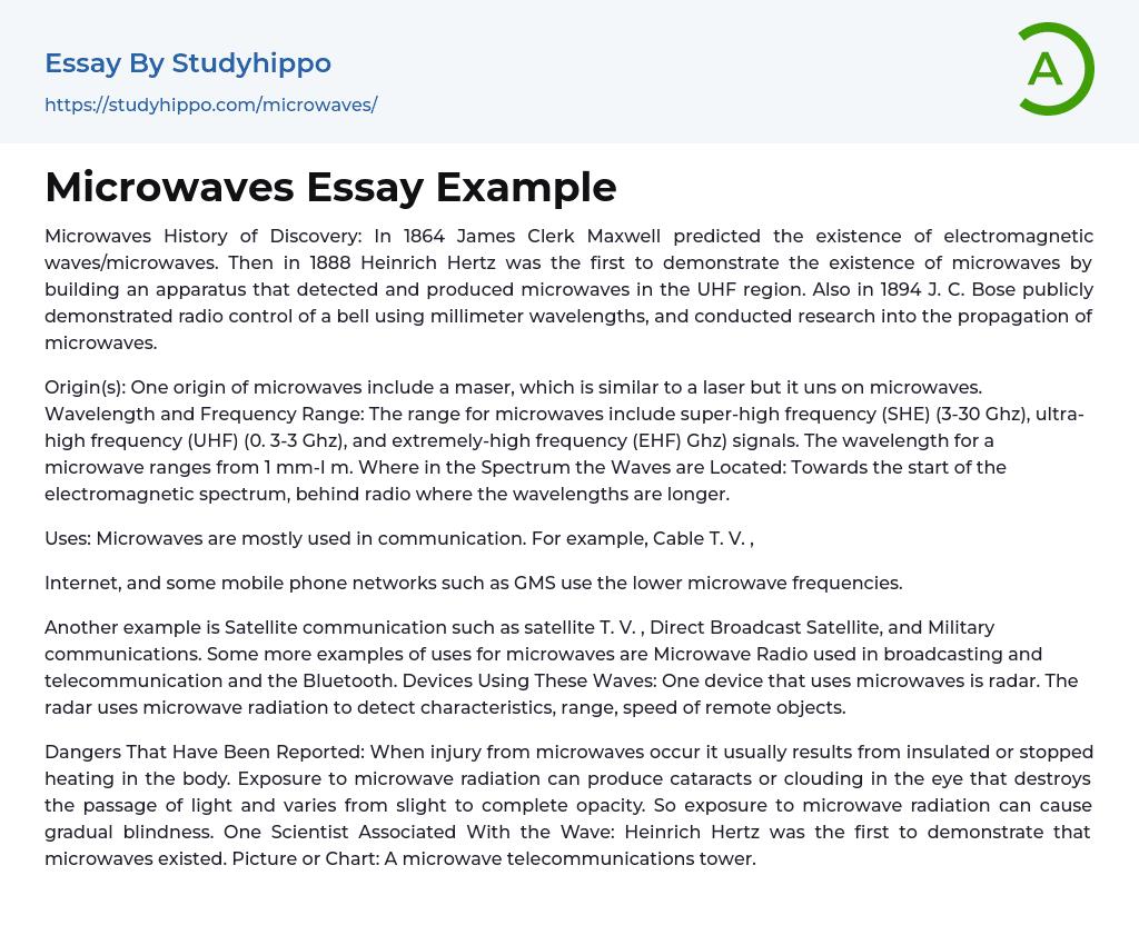 Microwaves Essay Example
