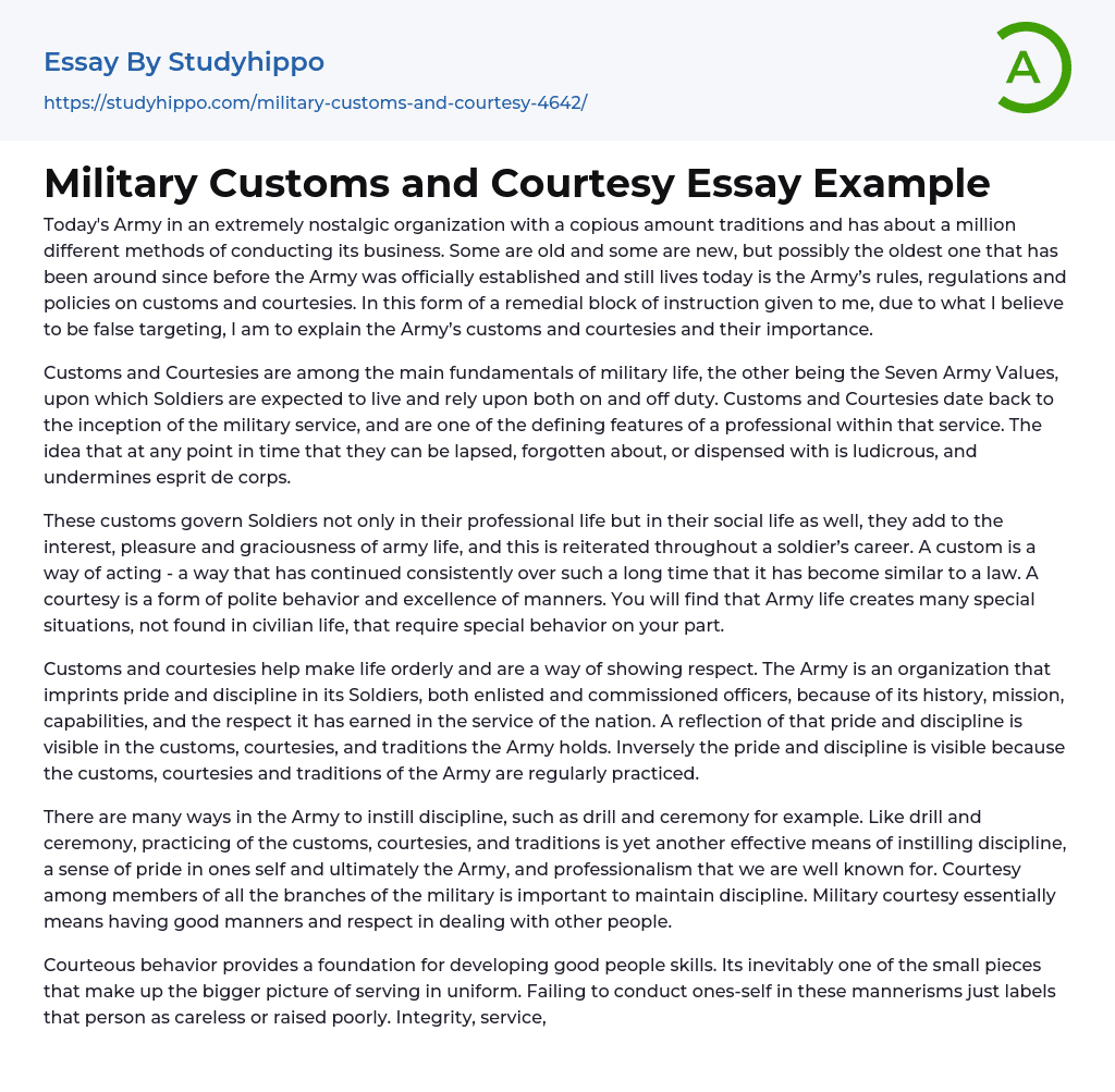 military courtesy essay