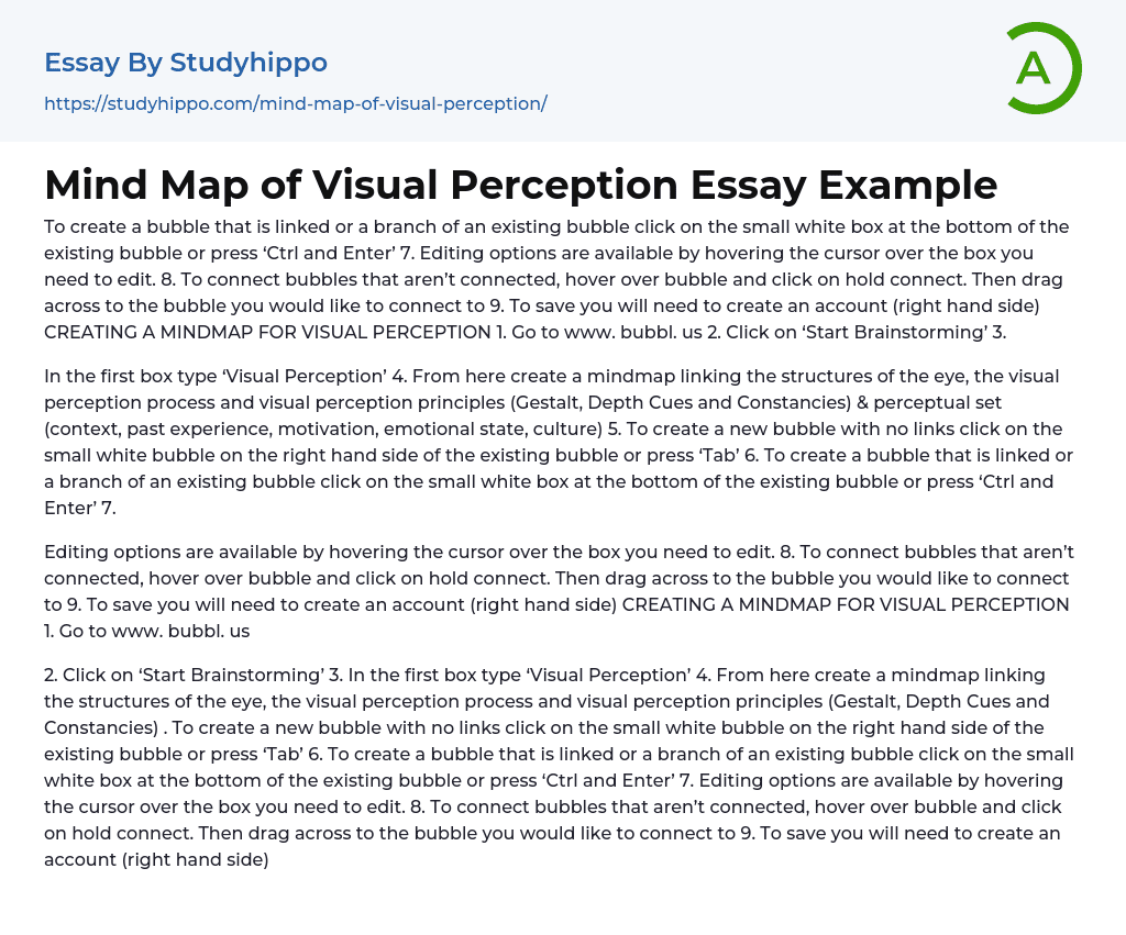 Mind Map of Visual Perception Essay Example