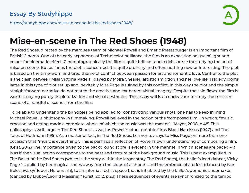 Mise-en-scene in The Red Shoes (1948) Essay Example