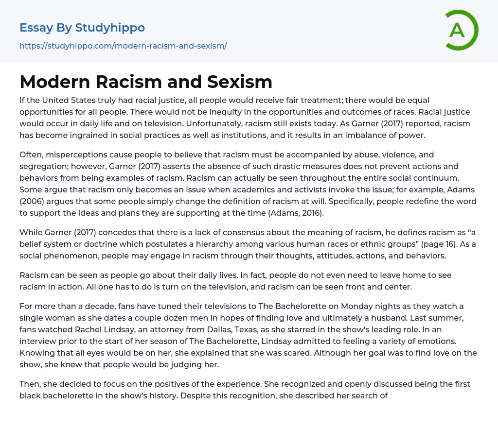 Modern Racism And Sexism Essay Example