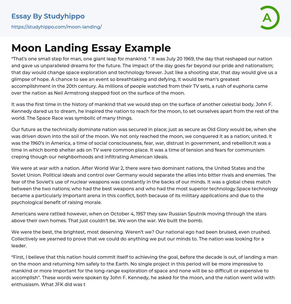 Moon Landing Essay Example