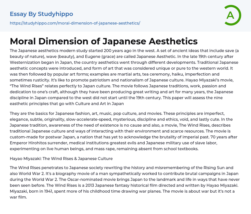 Moral Dimension of Japanese Aesthetics Essay Example