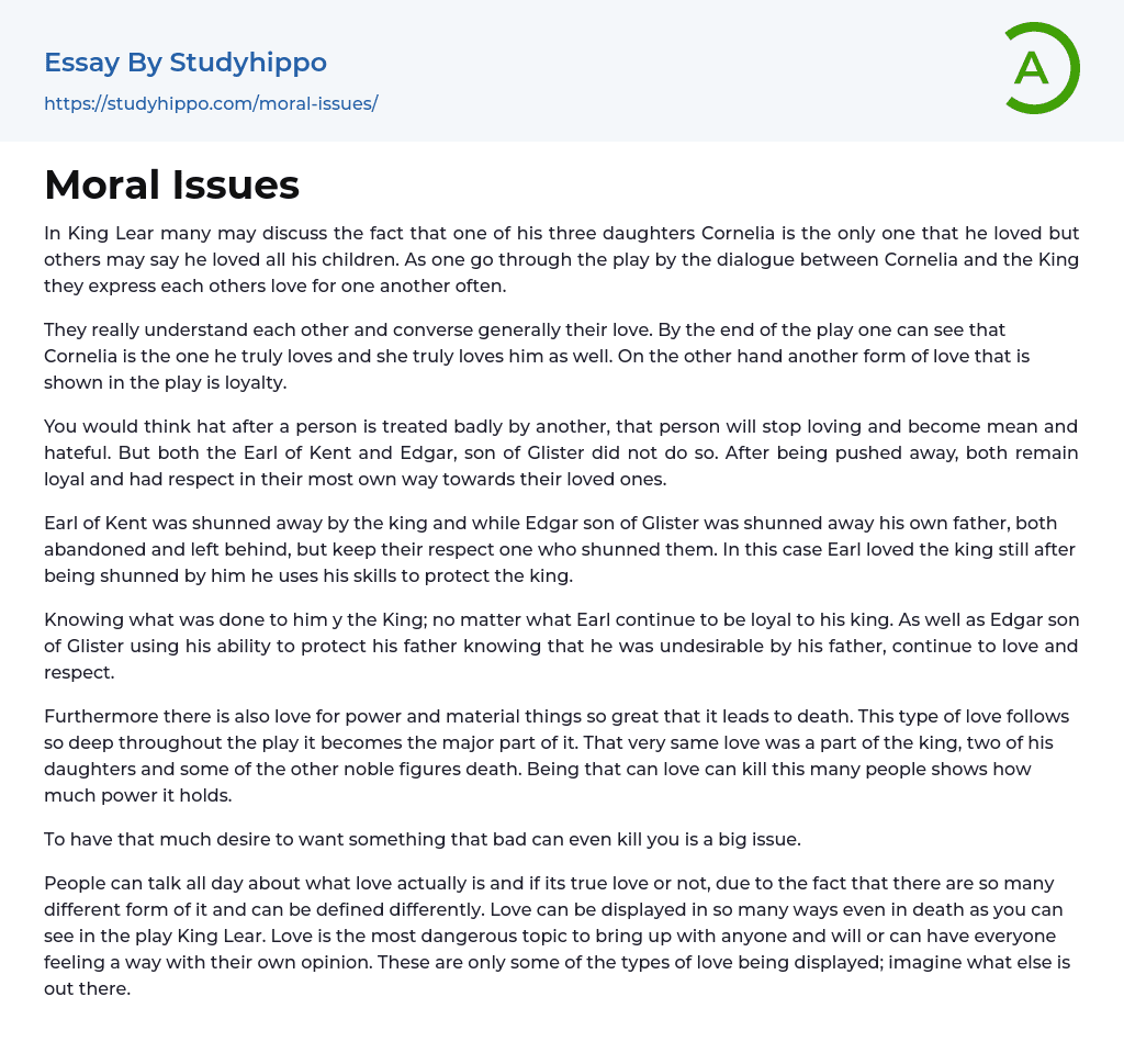 Moral Issues Essay Example