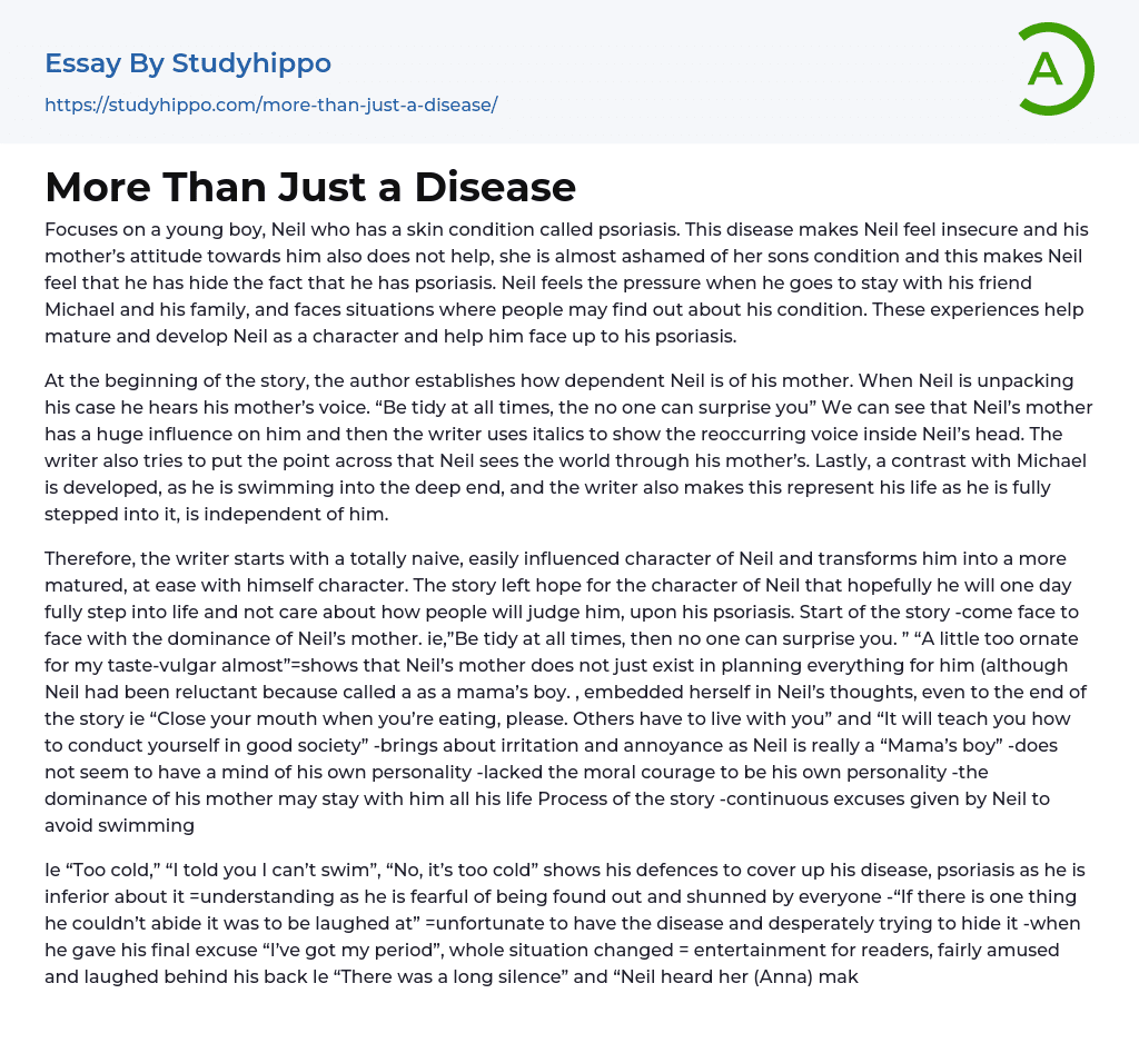 More Than Just a Disease Essay Example