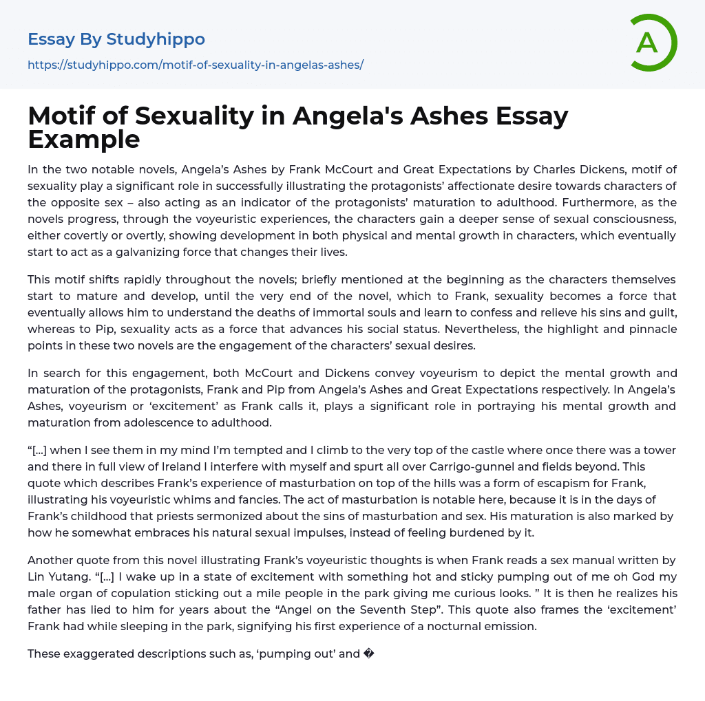 Motif of Sexuality in Angela’s Ashes Essay Example
