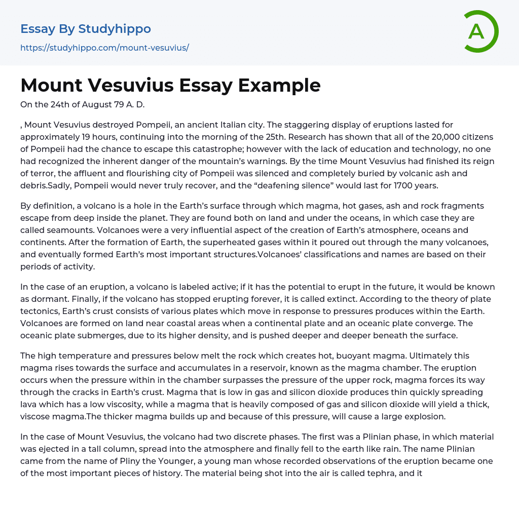 Mount Vesuvius Essay Example