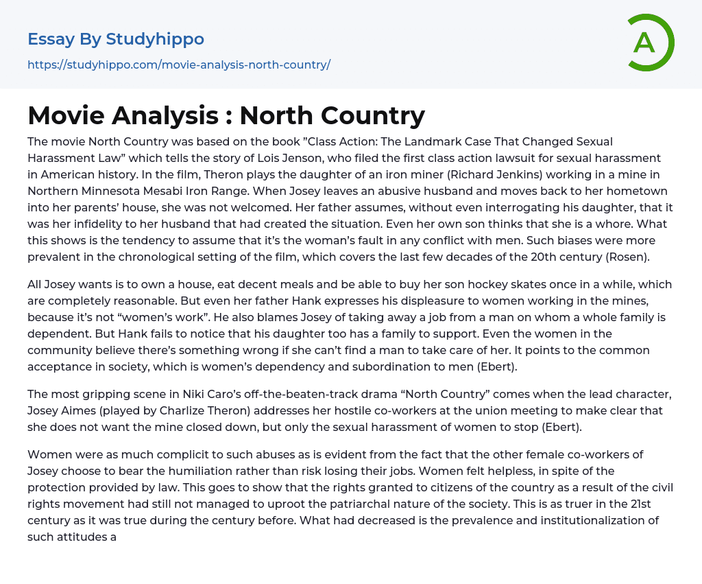 Movie Analysis : North Country Essay Example