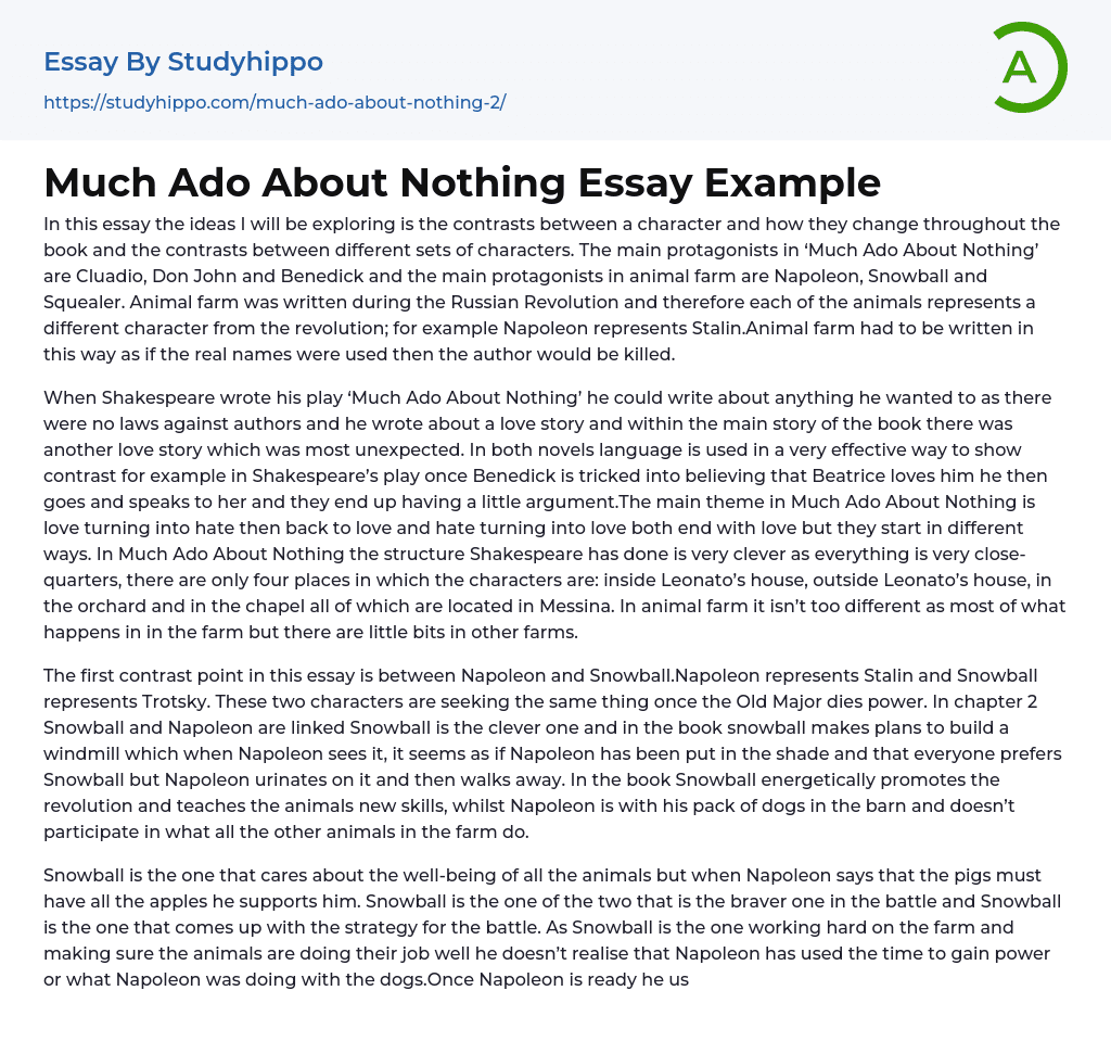 much ado about nothing essay vce