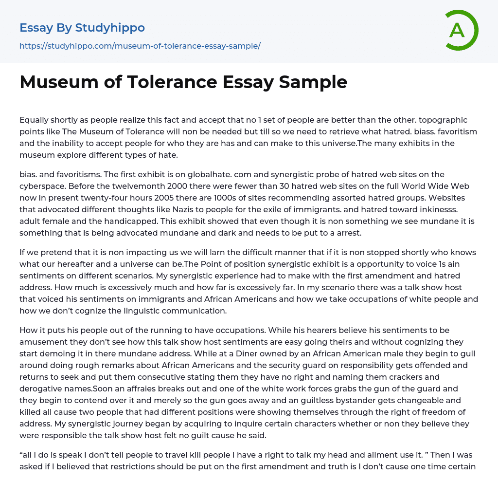 Museum of Tolerance Essay Sample