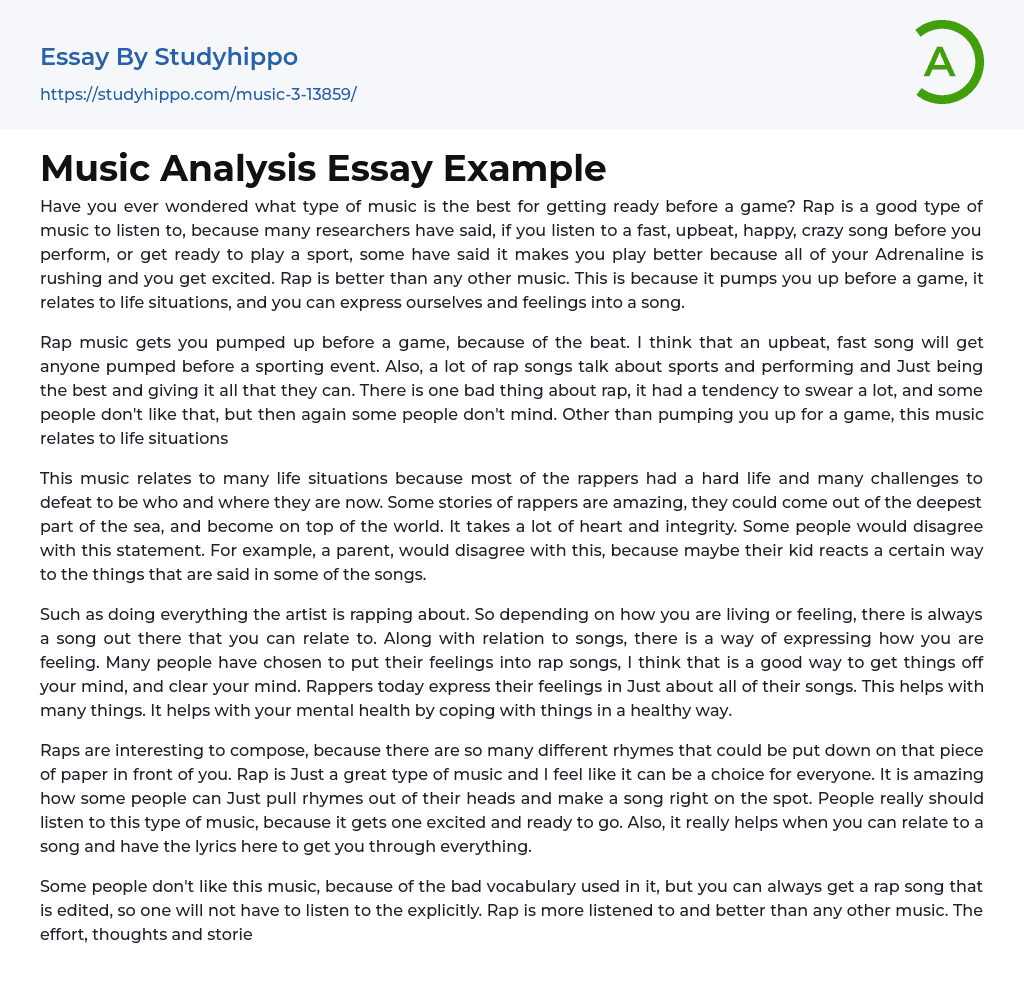 Music Analysis Essay Example