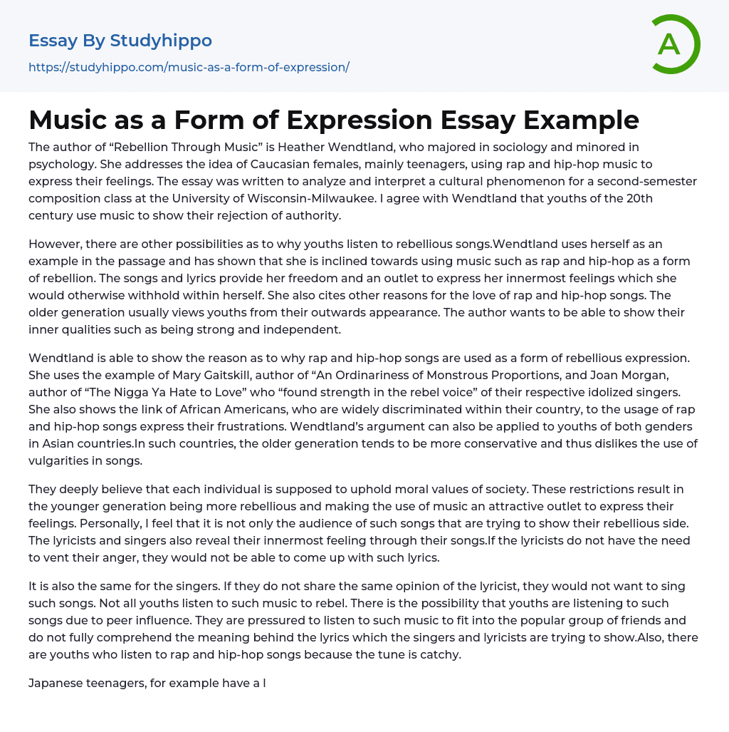 Music as a Form of Expression Essay Example