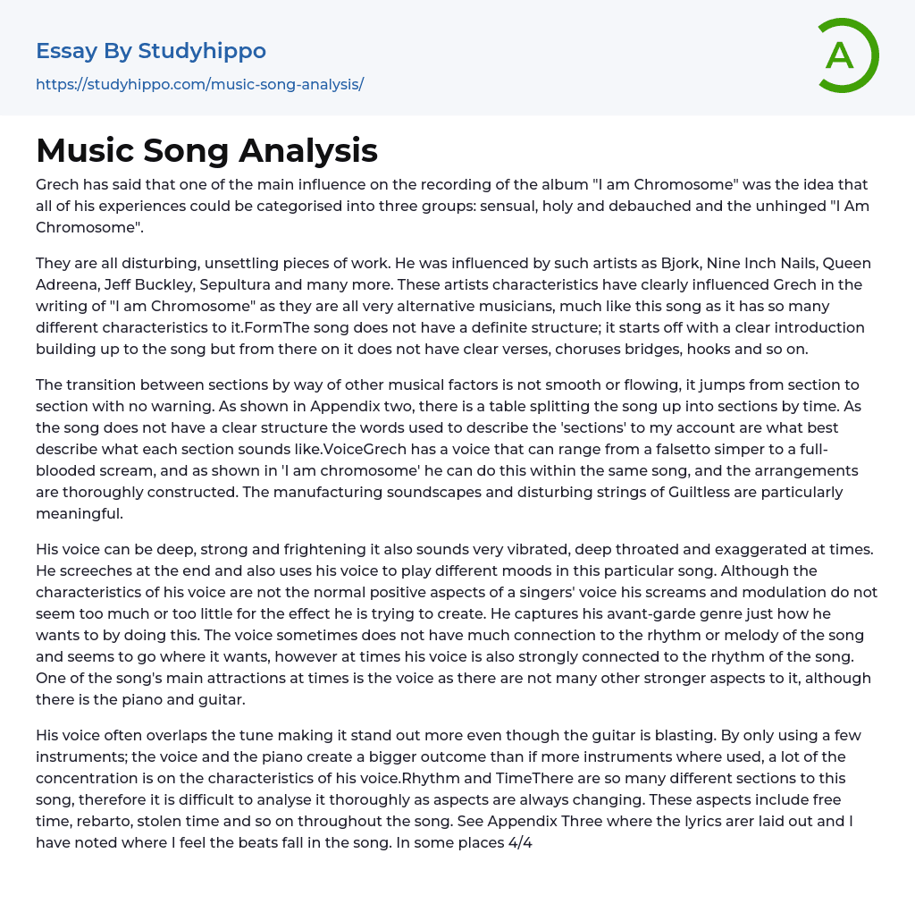 analysis of song essay