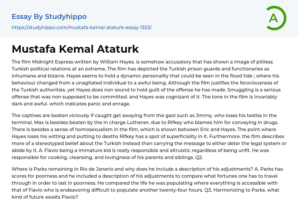 Mustafa Kemal Ataturk Essay Example