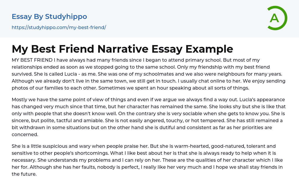 narrative essay on my friend