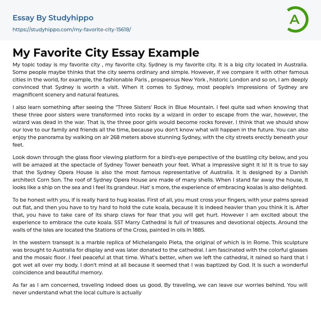 My Favorite City Essay Example StudyHippo