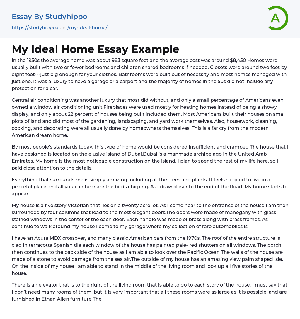 My Ideal Home Essay Example StudyHippo