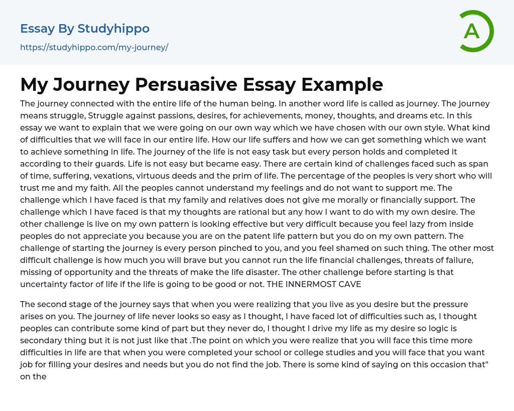 My Journey Persuasive Essay Example