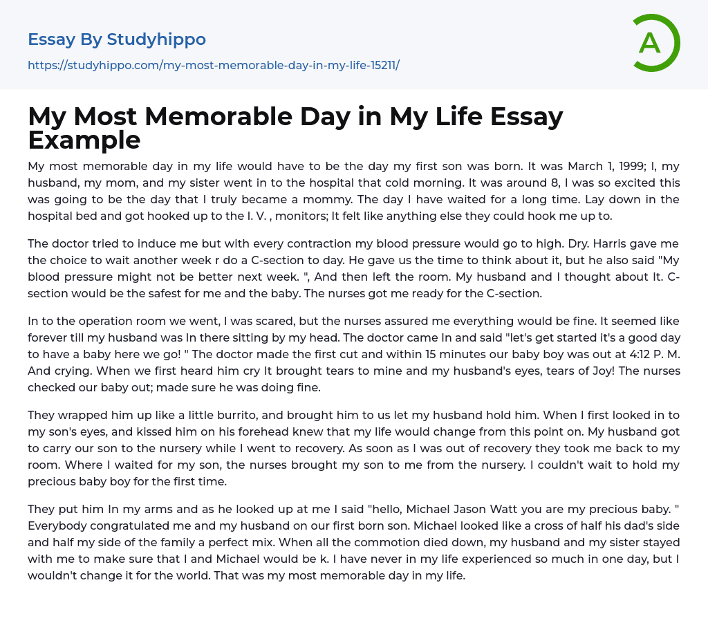 essay on an memorable day