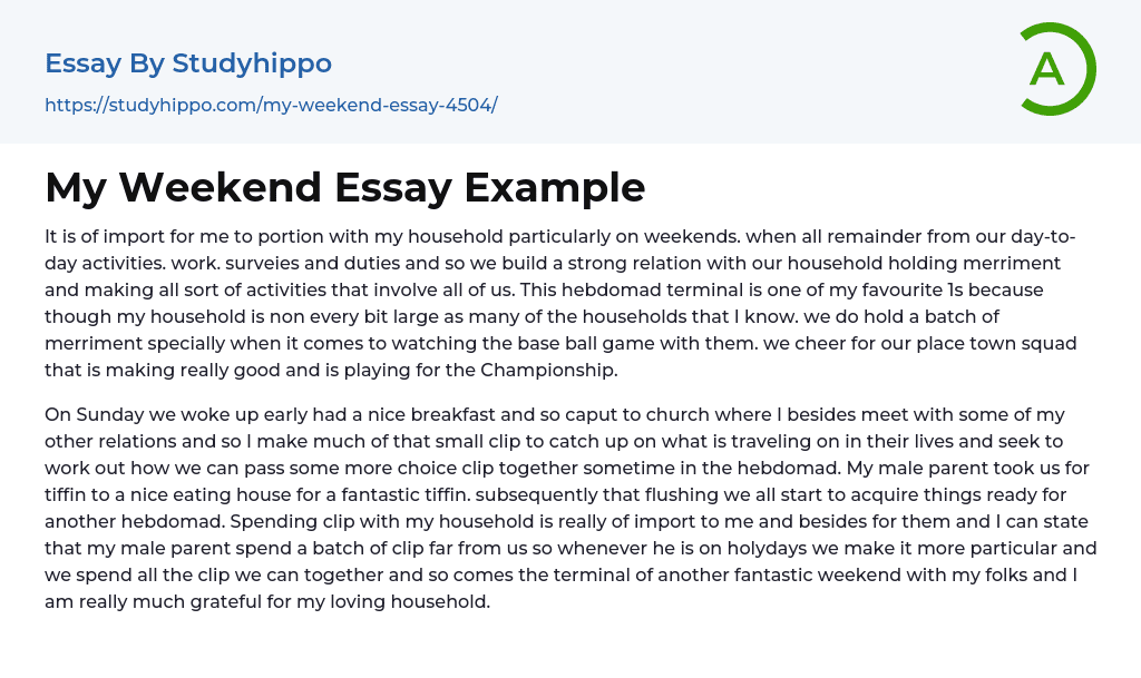My Weekend Essay Example