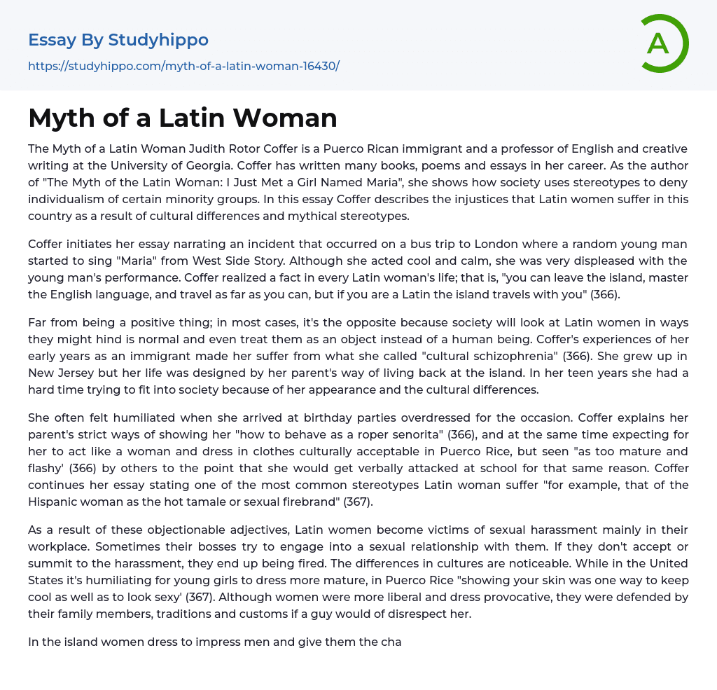 Myth of a Latin Woman Essay Example