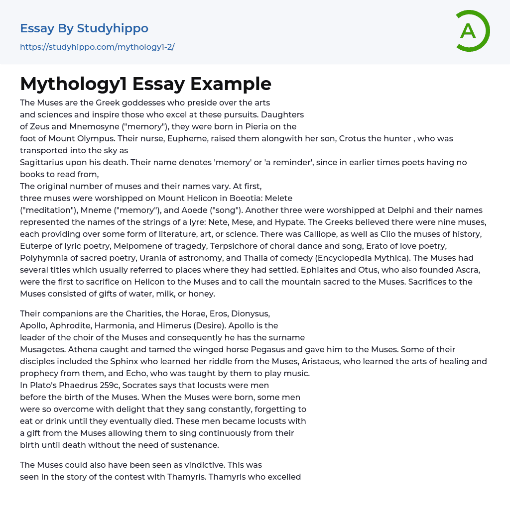 Mythology1 Essay Example