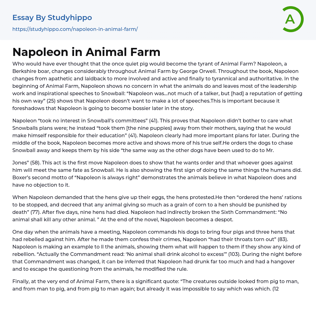 Napoleon in Animal Farm
