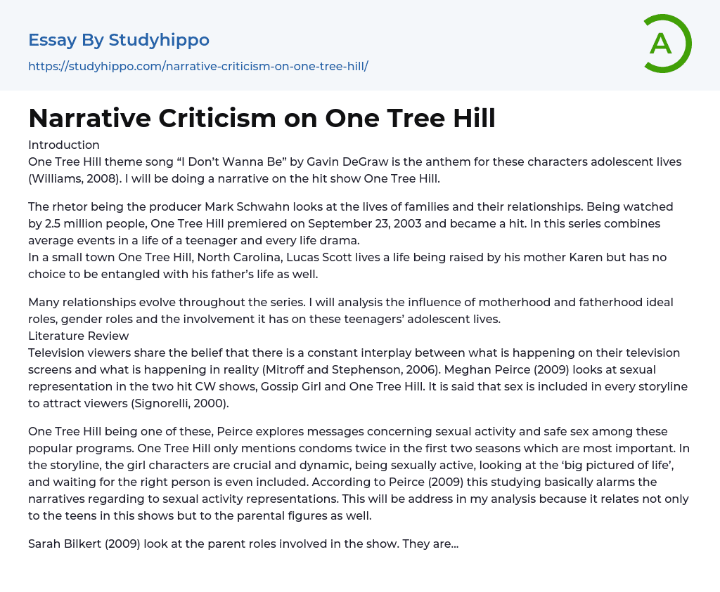 Narrative Criticism on One Tree Hill Essay Example